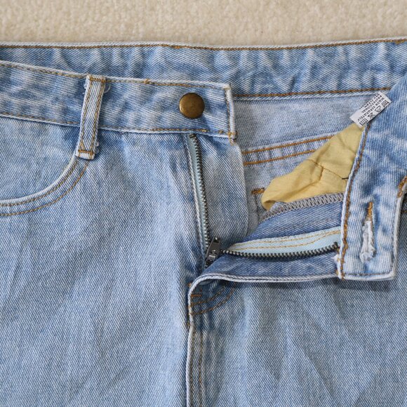 Vintage 100% cotton denim mini pencil skirt blue XS XXS S - Picture 3 of 6